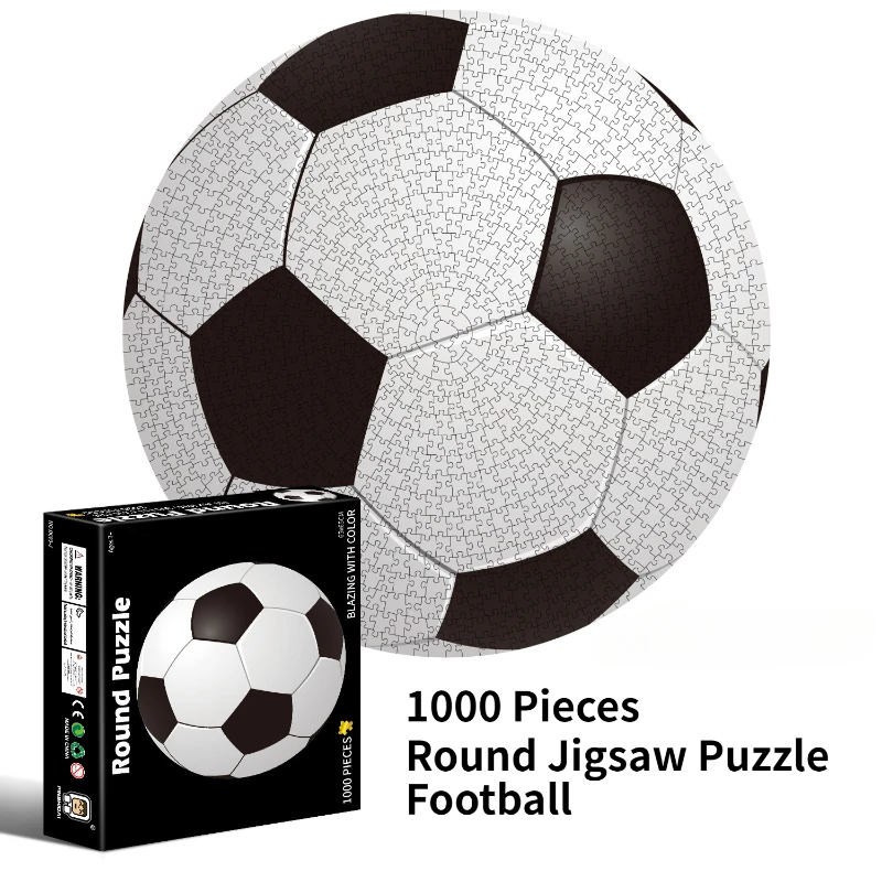 

65*65cm Adults 1000 Pieces Round Shape Jigsaw Puzzles Football Paper Puzzle Reducing Toys Blazing with Color Christmas Gifts