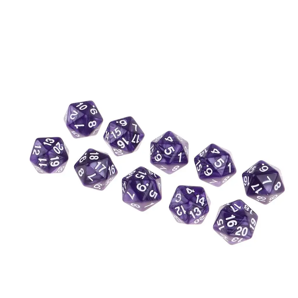 Pack of 10 Role Playing Games Twenty Sided D20(1-20) Dice