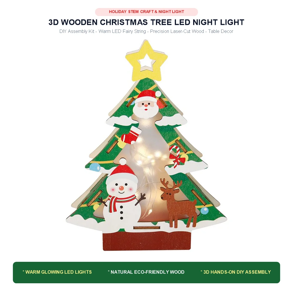 Christmas Tree Star Light DIY Kit Glowing Xmas Tree Hand Assembly Science Craft Material Pack LED Luminous Desktop Ornament