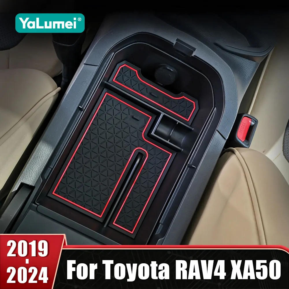 

ABS Car Central Armrest Storage Box Center Console Organizer Tray For Toyota RAV4 XA50 2019 2020 2021 2022 2023 2024 Accessories