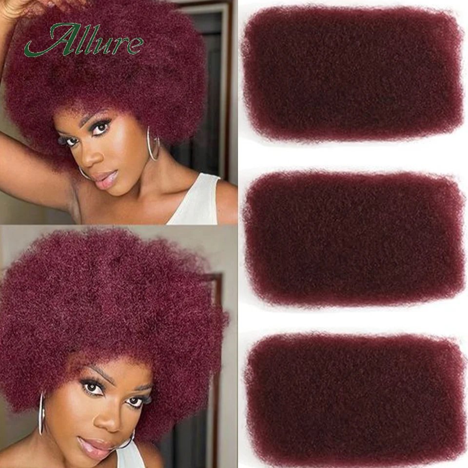 

Brazilian Afro Kinky Curly Bulk Human Hair 99J Colored Hair Wave Braids 1 Bundle 50g/per Honey Brown Remy Hair Wave Allure