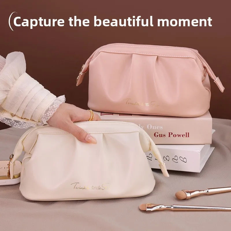 Rose Story Pu Waterproof Cosmetic Bag Large Capacity High Sense Travel Small Portable Female Ins Wind Grab Bag