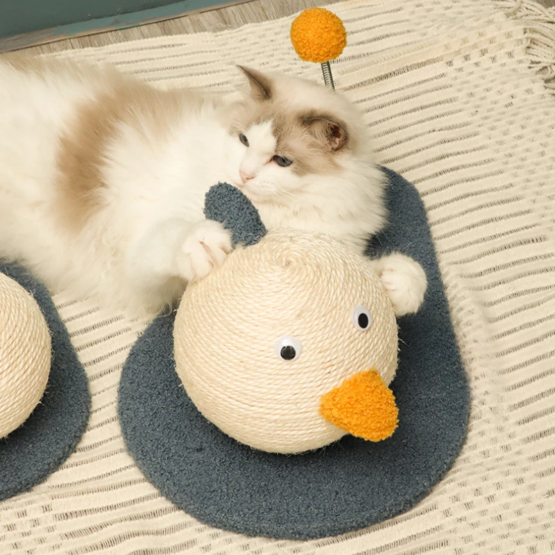 

Sisal Cat Scratcher Pets Scratching Board Duck-shaped Anti-slip Pad Cute Duck Kitten Scratching Ball Pet Furniture Cats Toys