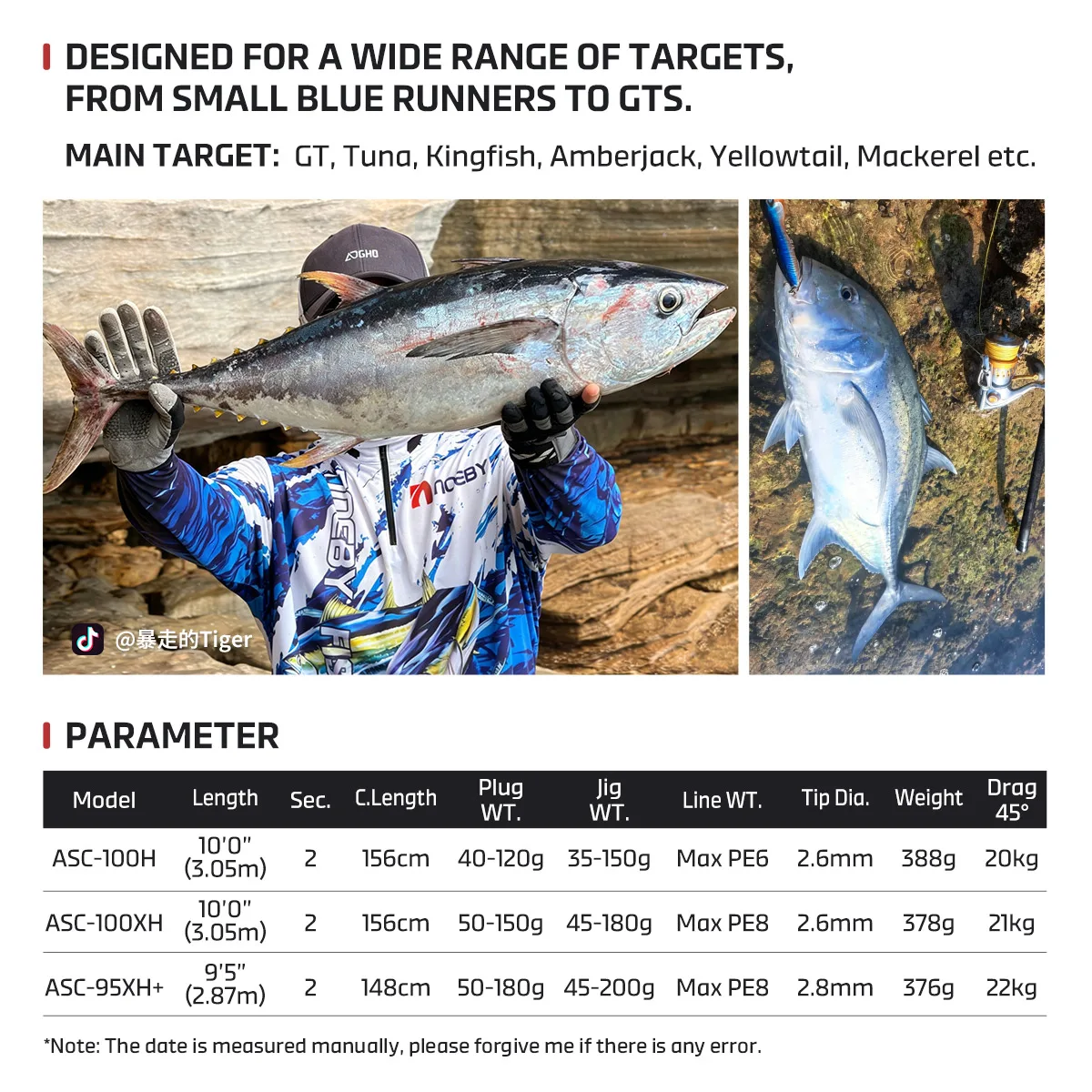 NOEBY Shore Casting Fishing Rod 2.87m 3.05m Long Cast Fuji SIC Torayca T1100 Big Game Tuna GT Shore Saltwater Fishing Rods view 3