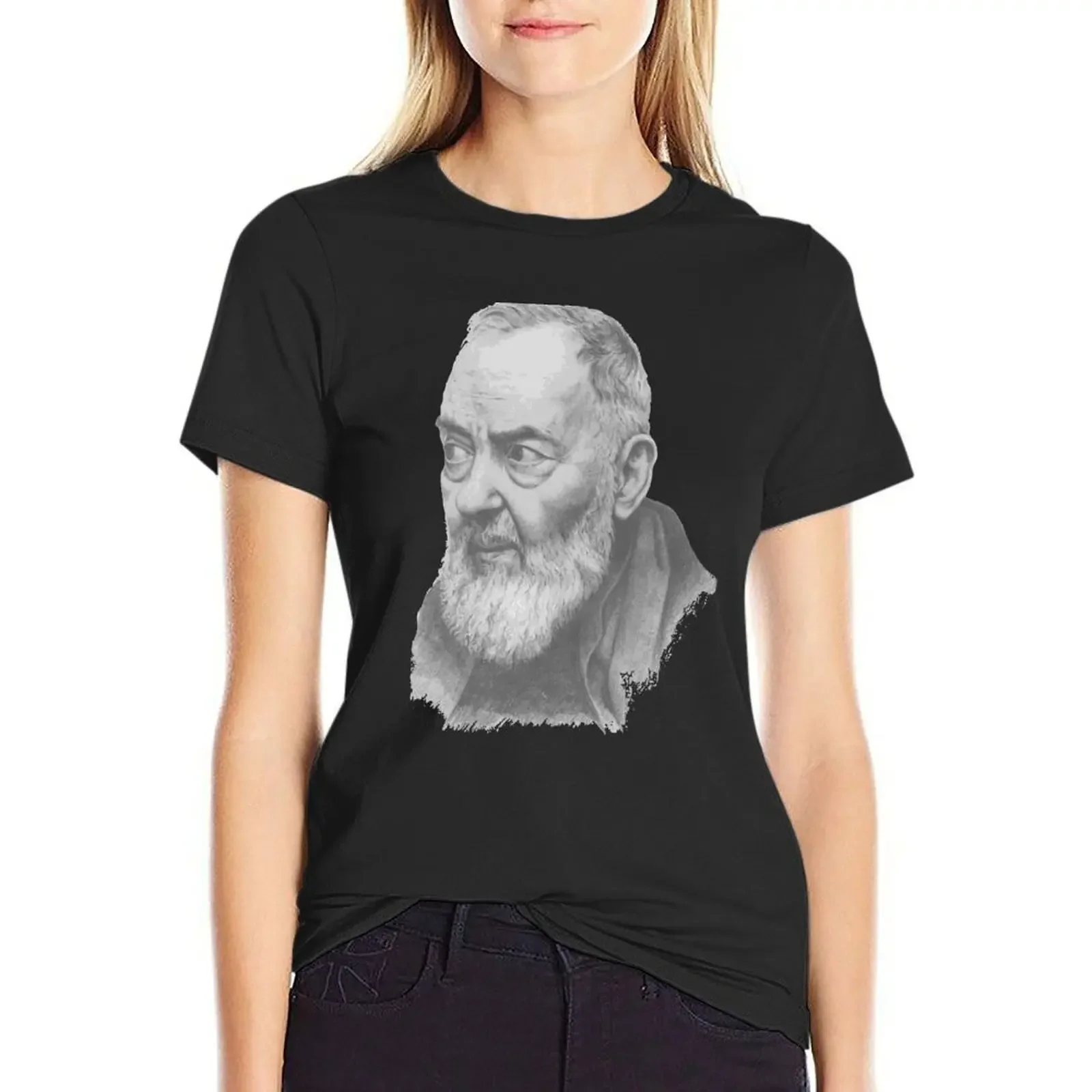 

Saint Padre Pio Portrait T-Shirt sports fans quick-drying animal prinfor black t shirts for Women