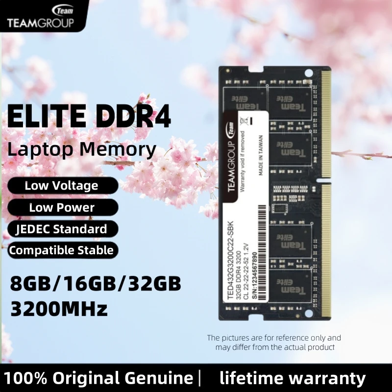 

TEAMGROUP Elite DDR4 SODIMM 8GB 16GB 32GB 3200MHz Unbuffered Non-ECC 1.2V 260-Pin Laptop Notebook PC Computer Memory Module Ram