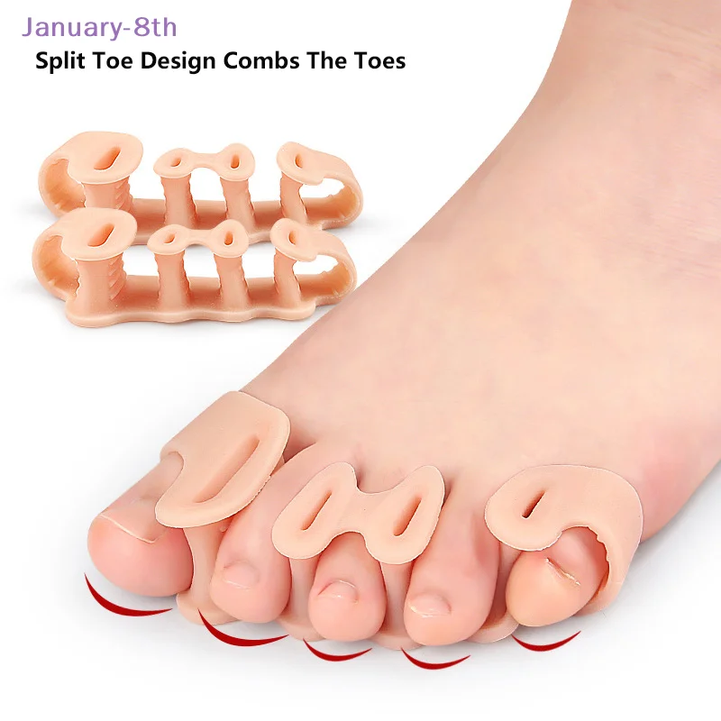 1pair Silicone Toe Finger Separator 5 Hole Hallux Valgus Orthopedic Spacers Bunion Care Overlapping Hammer Foot Corrector