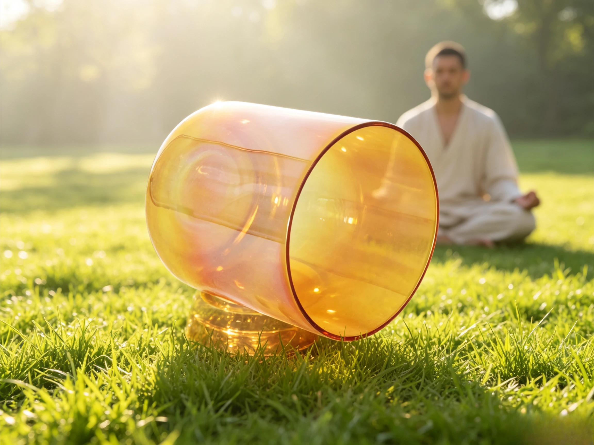 Star Linkup Cosmic Light Orange Crystal Portable Singing Bowl Crystal Percussion Instrument for Meditation Yoga Music Bowl with Mallets Amber Iridescent Aura Quartz Crystal Singing Bowl Solar Plexus Chakra Sound Bath Meditation Energy Balance Vibration