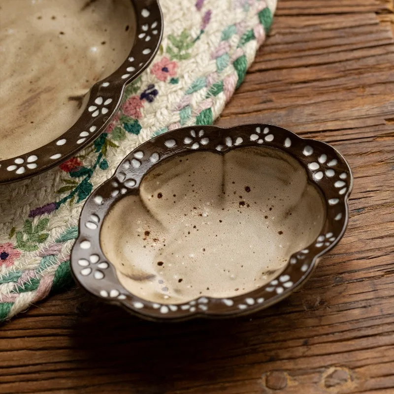 Japanese-Style Handmade Stoneware Plate, Vintage Scalloped Dessert Plate, Underglaze Pasta Plate, Breakfast Dish