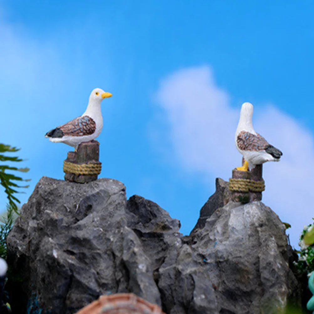 

10Pcs Seagull Statue Resin Small Ocean Bird Decor for Garden Lawn Desk Bookshelf Bedside Table Home Desktop Adornment Coastal
