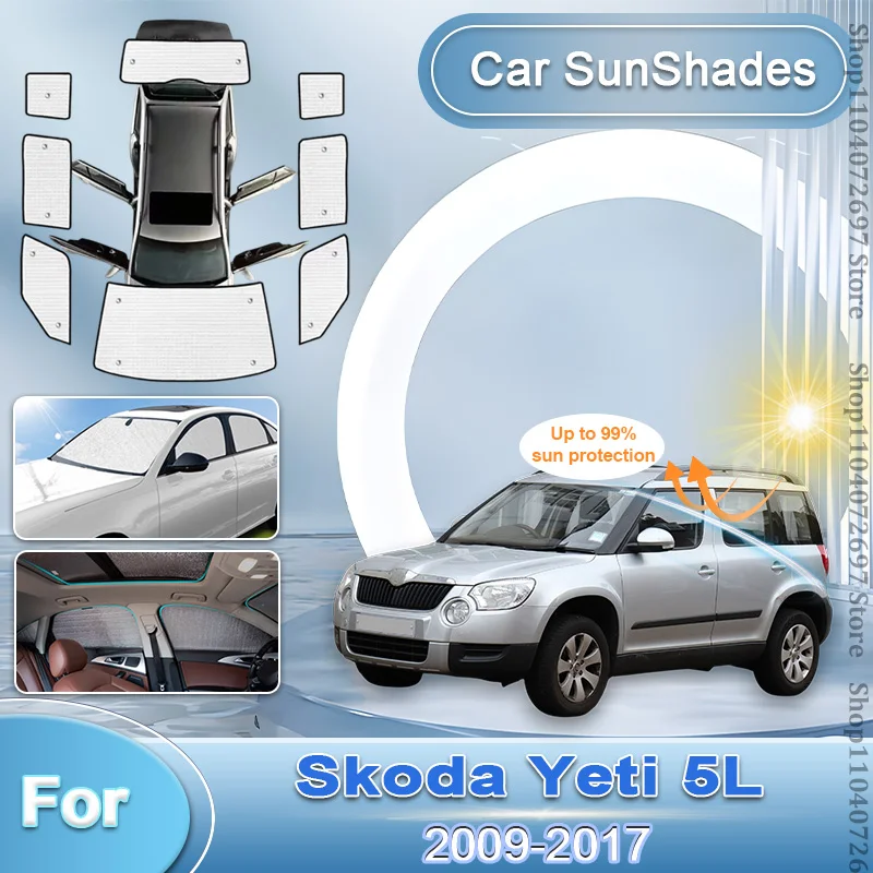 For Skoda Yeti 5L Accessories 2009 2010 2011 2012-2017 Car Sun Shades Window Covers Aluminium Foil UV Protector Auto Accesorios
