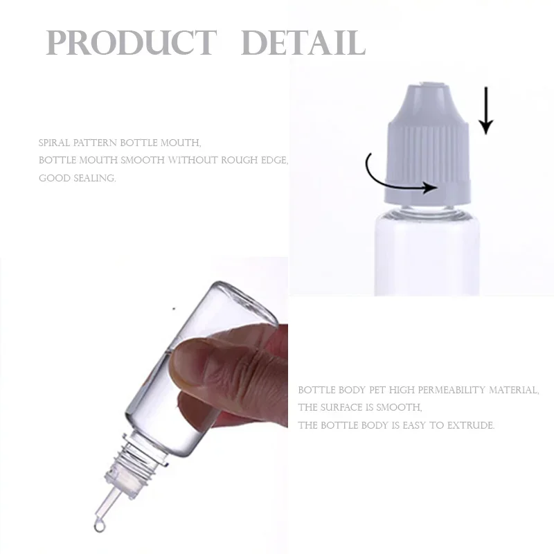 30pcs 3ml-100ml PET Plastic Empty Dropper Bottles with Caps Plug Tips Funnel Eye Liquid Oil Containers Travel Refillable Bottles