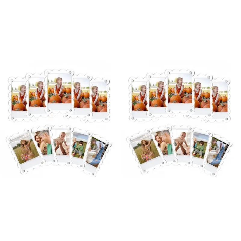 

【Festival】20 Pack 2.36 X 3.54 Inch Acrylic Fridge Magnetic Frame Scalloped, Double Sided Frame, Refrigerator Magnet Picture Fram