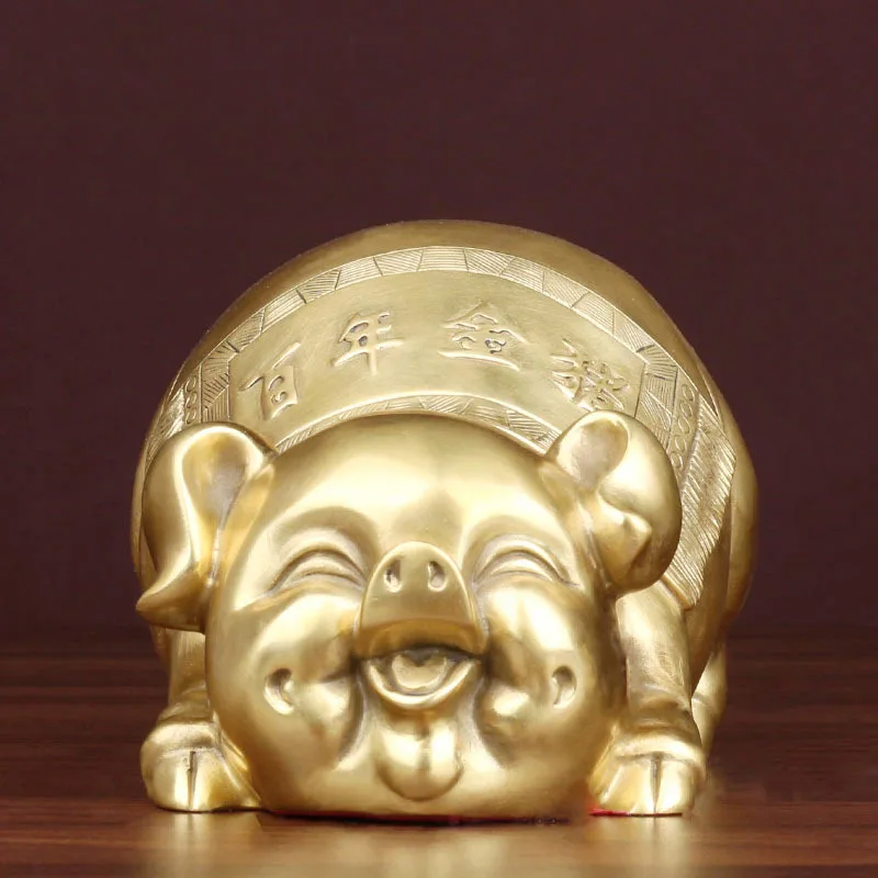 All- Figurine Cute Piggy Bank Home Decoration Desktop Ornament Copper Pig Craft Birthday Gift