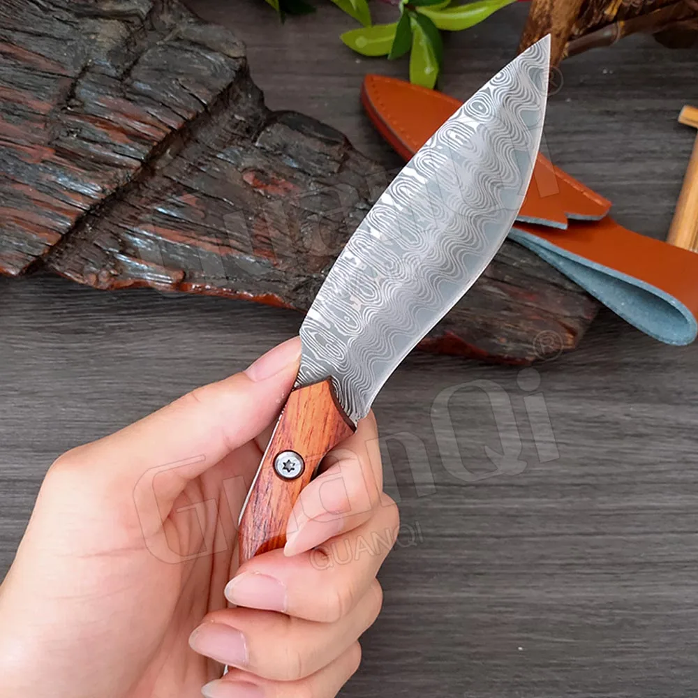 Fixed Blade Pocket Knife Damascus Steel Boning Knife Butcher Knife Forged Handmade Cooking Tool Chef Fruit Knife