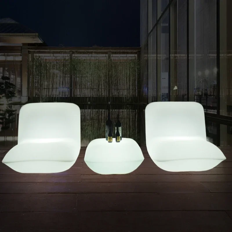 Outdoor luminous leisure chair, swimming pool stool, light luxury card seat, beach coffee combination, L-shaped sofa