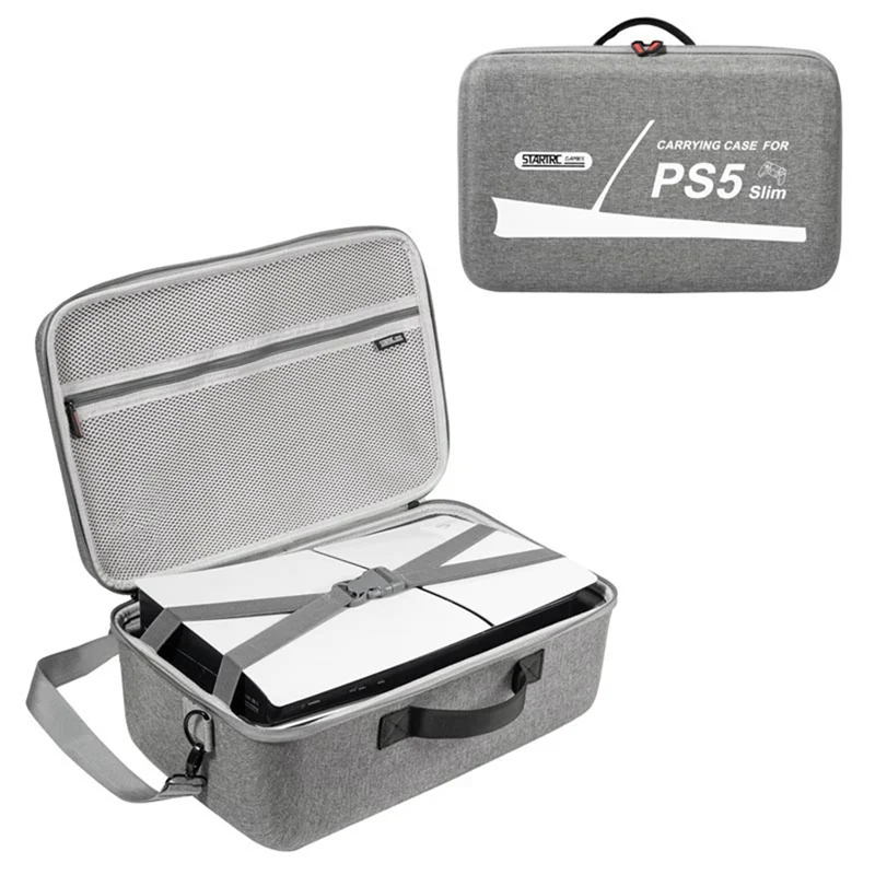 

For Sony PS5 Slim Storage Bag Large Capacity Shockproof Travel Case With Shoulder Strap For PS5 Slim Console Controller