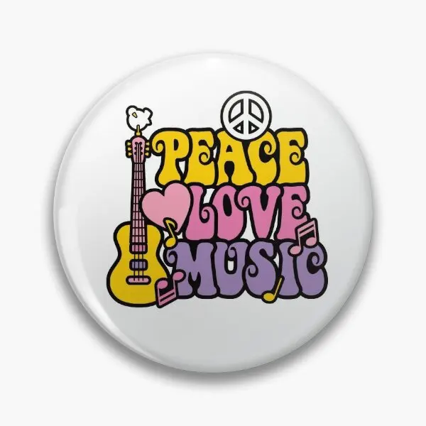 Peace Love Music  Soft Button Pin Decor Women Metal Brooch Creative Lover Hat Gift Cute Cartoon Jewelry Fashion Funny Clothes