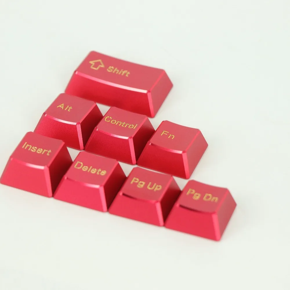 HiUM Aluminum Alloy Metal Keycap Set Supplement Key Silver Cherry Profile Artisan Key Caps Mechanical Keyboard Game Accessories