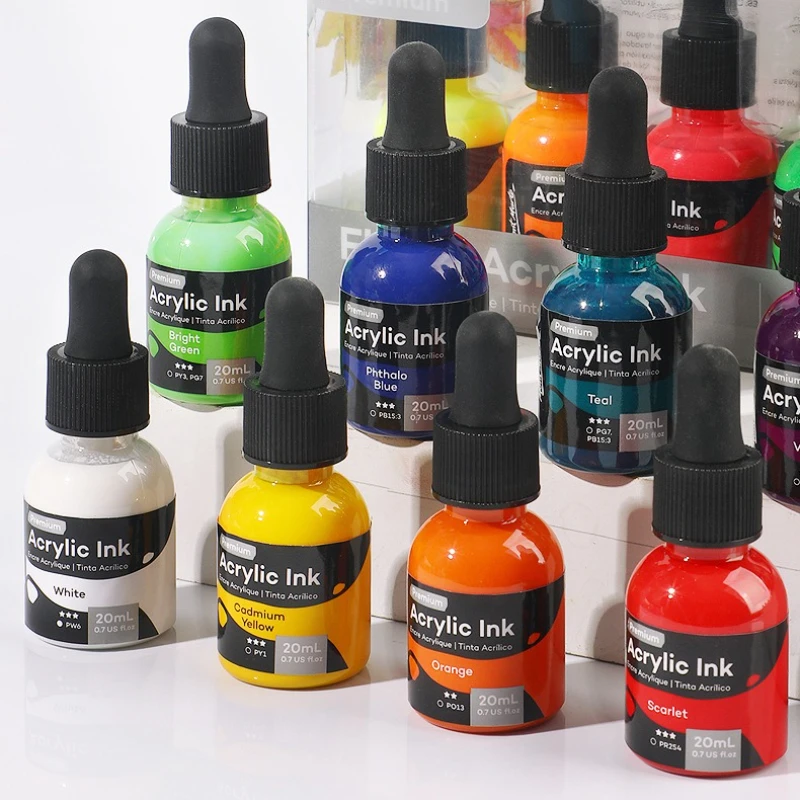

6/12 Color 20ml Acrylic Ink Bright Colors Not Easy To Fade Stackable Colors for Painting Graffiti Handmade DIY Decoration