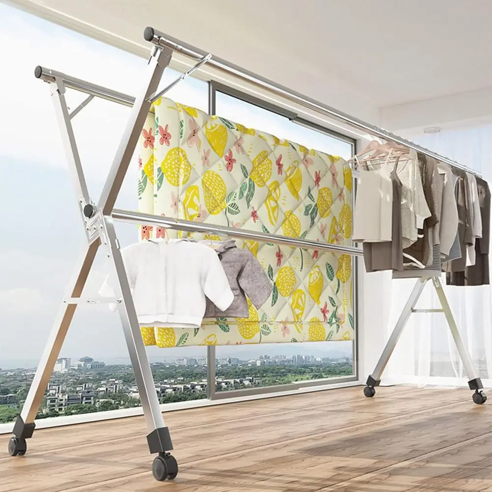 

Регулируемая сушилка для одежды из нержавеющей стали, складная и компактная, идеально подходит для использования в помещении или на открытом воздухе, расширяется до 2,4 м.