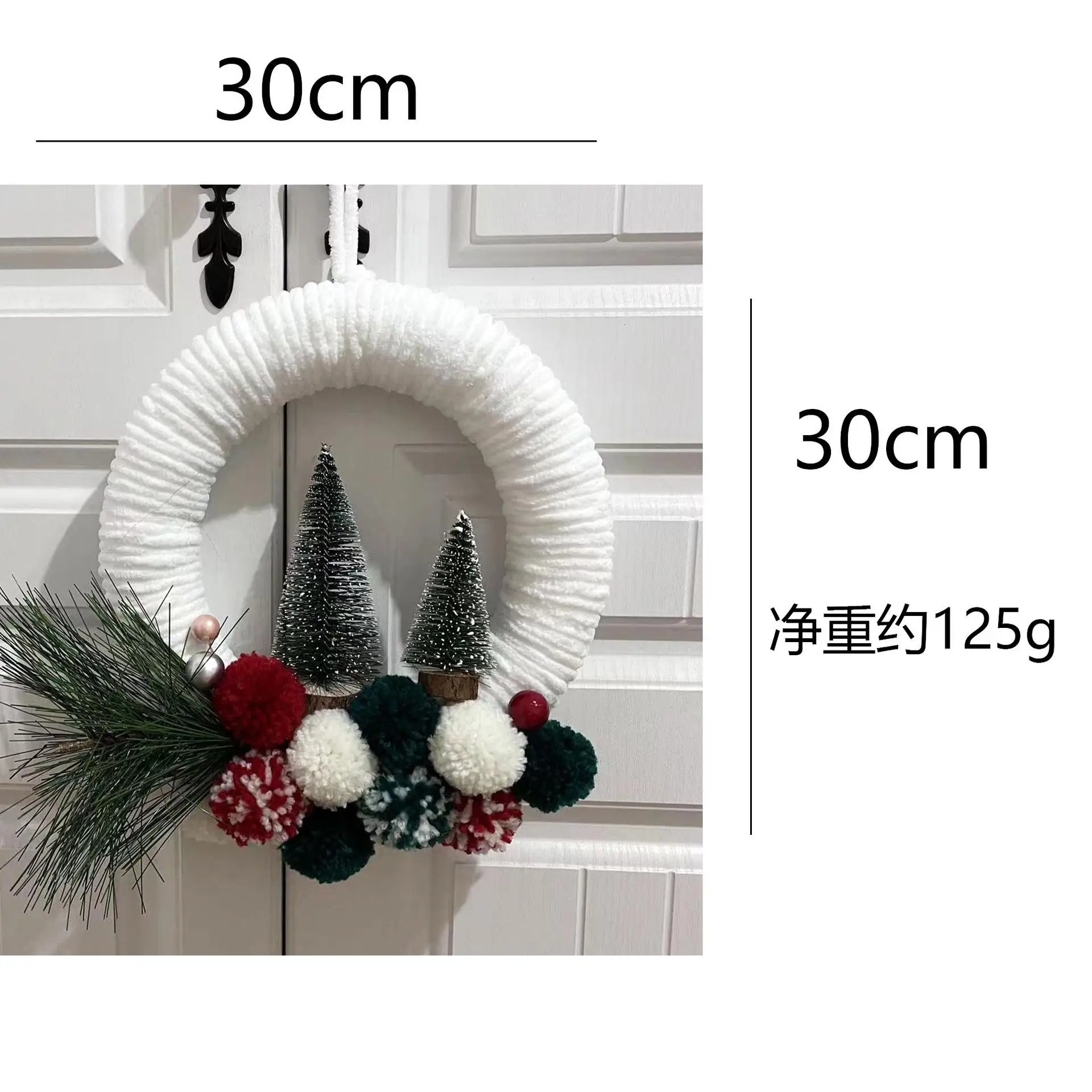 إكليل عيد الميلاد القطيفة خط الكرة البسيطة شجرة عيد الميلاد الباب الأمامي قلادة لوحة الباب إكليل