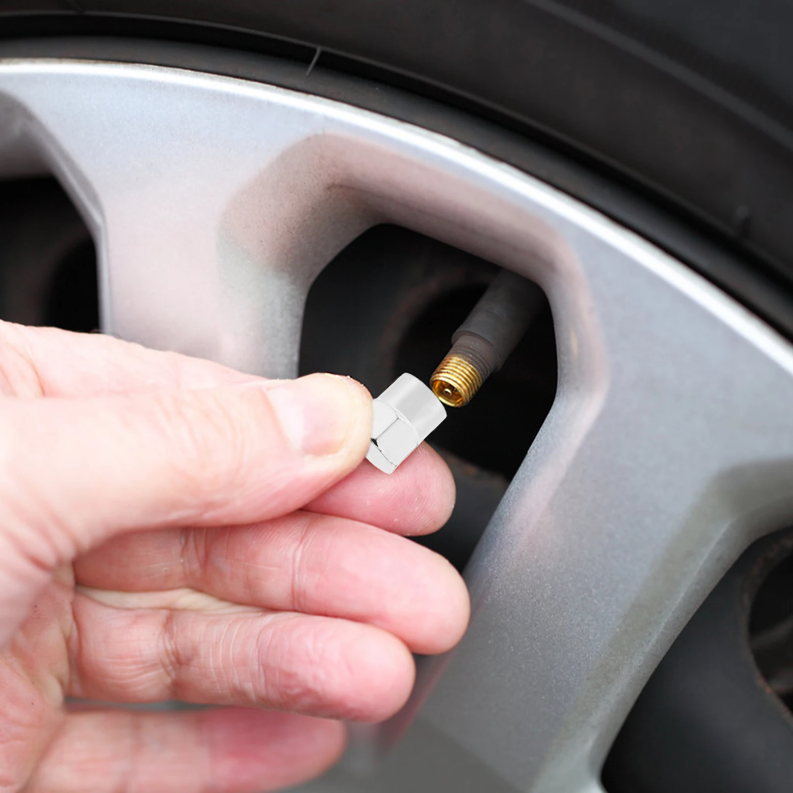 

8pcs Chrome Valve Caps Sealing Ring Car Truck Bicycle Durable ABS Heavy Duty Tire Stem Covers Air Tight Protection Automotive