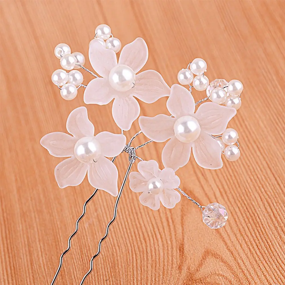 Festival Wedding Flower Pearl U Shape Flower Pearl Hairpin Beautiful Headdress Plait Hair Clip Fork Vine Bridal Hair Accessories