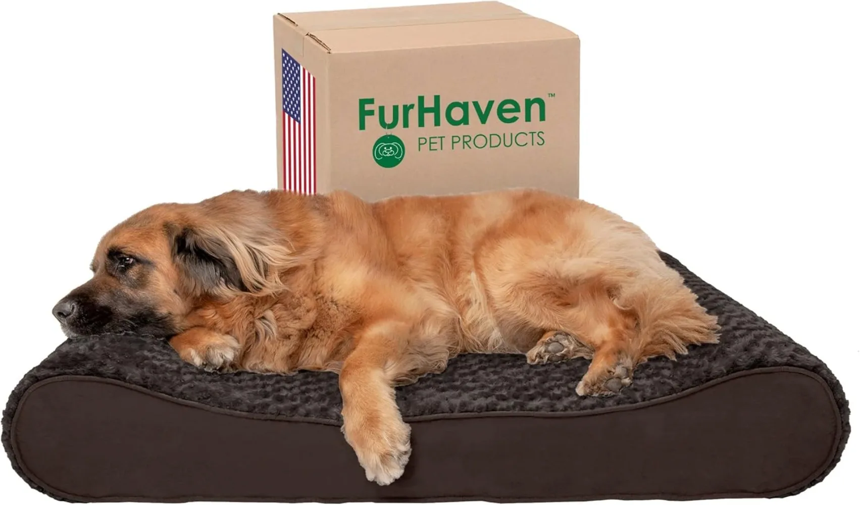 

Orthopedic Dog Bed for Large Dogs, for Dogs Up To 150 Lbs - Super Soft Faux Fur and Suede Luxury Lounger Contour Mattress