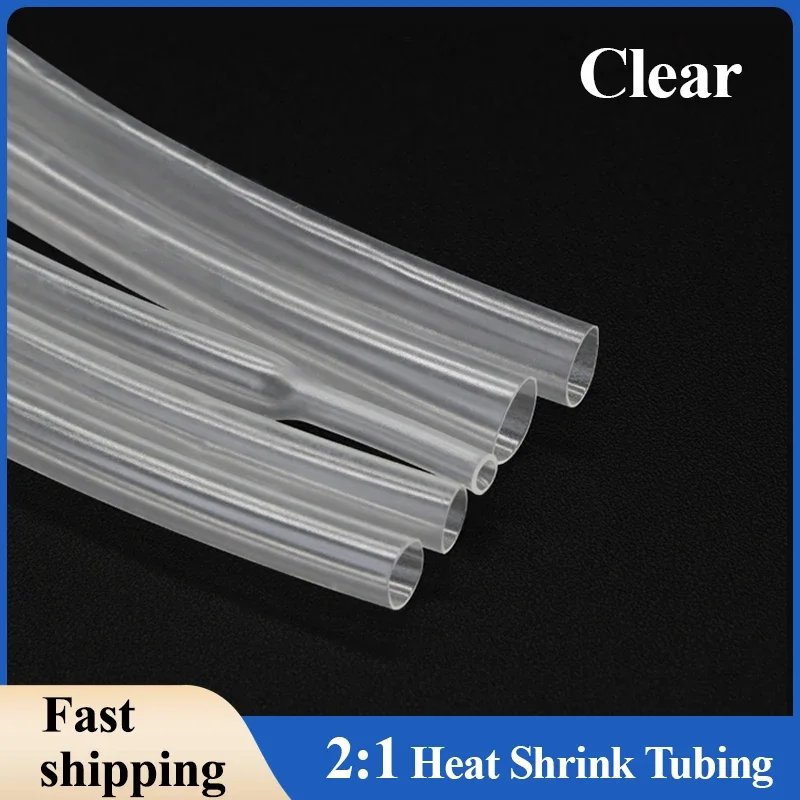 

1/5/8/20/40m Clear 2:1 Heat Shrink Heatshrink Tube 0.6mm ~ 150mm Diameter Wire Repair DIY Cable Protecctor Sleeving Wrap Tubing