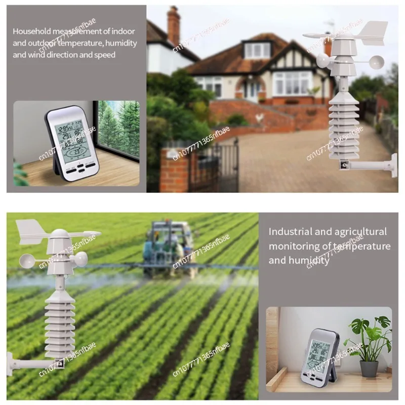 WS0232 Wireless Weather Station Clock Dual Mount Wind Sensor LCD Outside Wind Speed Direction Home Chill Temperature Humidity