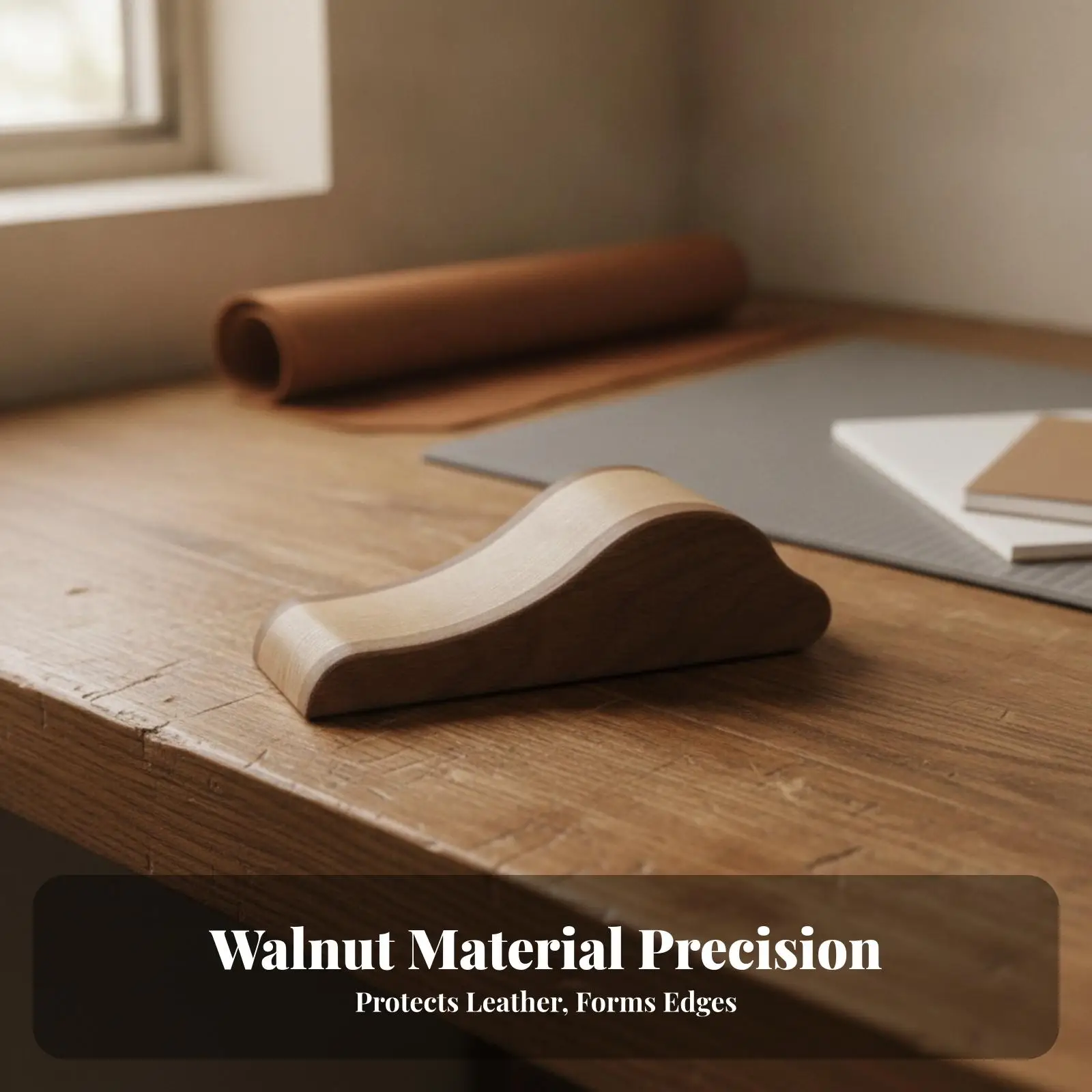 Watch-Strap Forming Tool | Ergonomic Contoured Wooden Body, Textured Central Surface, Leather Strap Bender, for Workbench