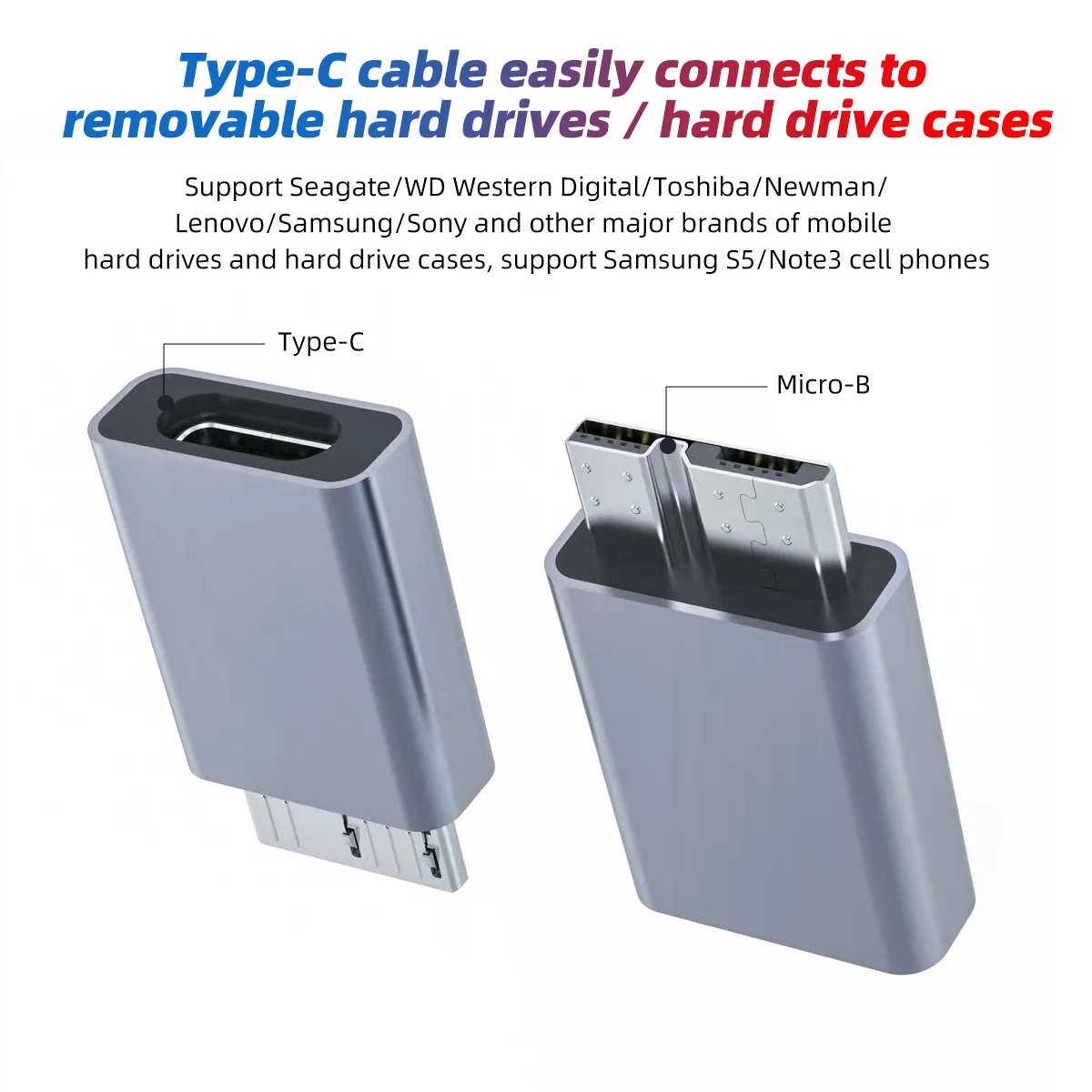 USB C to Micro B USB3.0 Adapter Type C Female to Micro B Male Fast Charge USB Micro 3.0 to Type C Super Speed for hdD