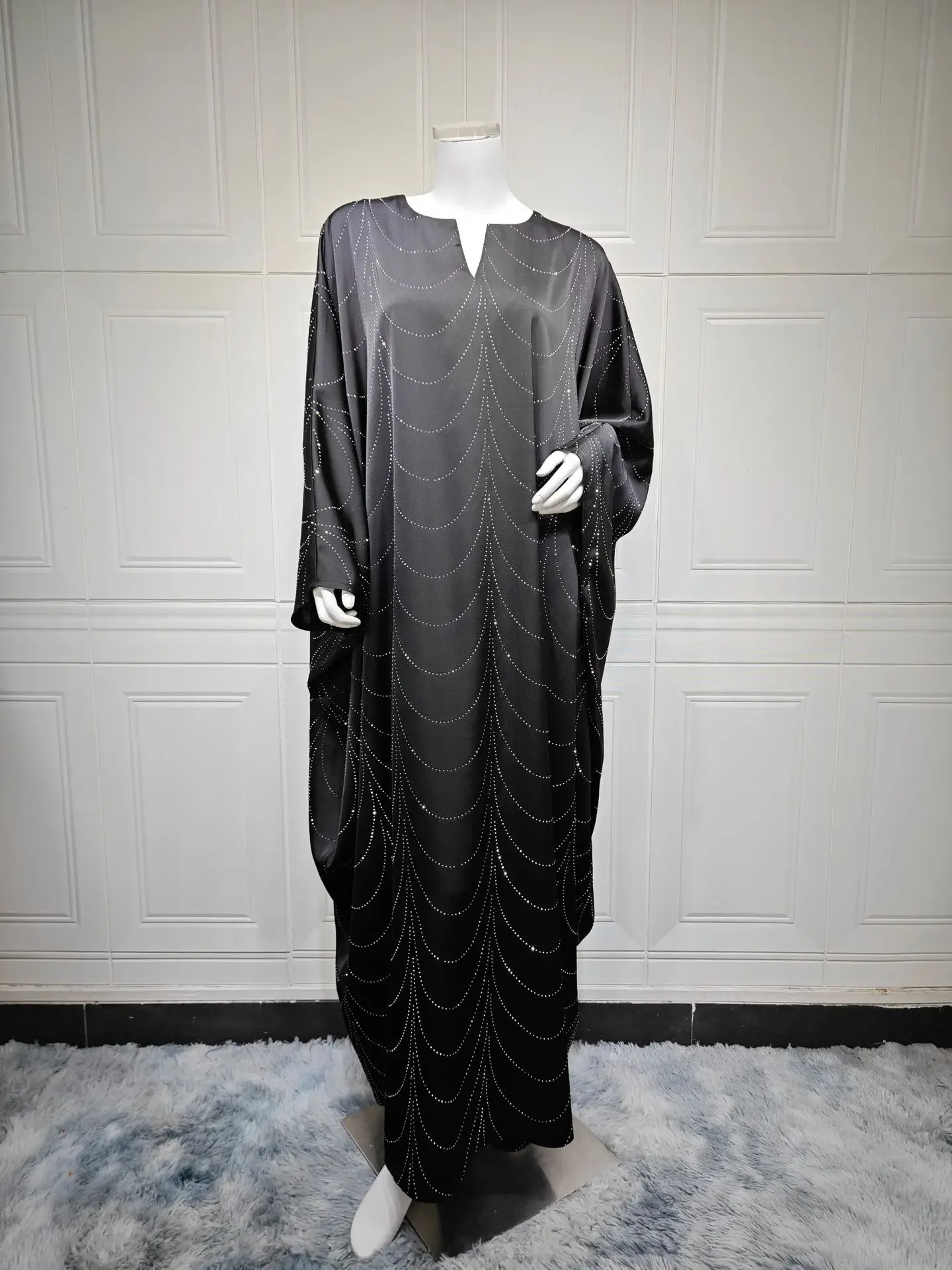 

2025 Muslim Women Diamonds Maxi Dress Dubai Abaya Turkey Kaftan Caftan Ramadan Marocain Femme Robe Loose Islam Jalabiya Vestidos