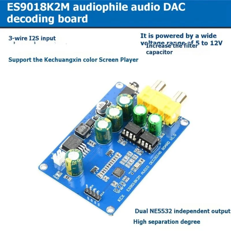 Super Sale ES9018K2M Audiophile Grade I2S Hi-Fi Audio DAC Decoder Board HiFi I2S Audio DAC Decoder Board for DIY Stereo Amplif