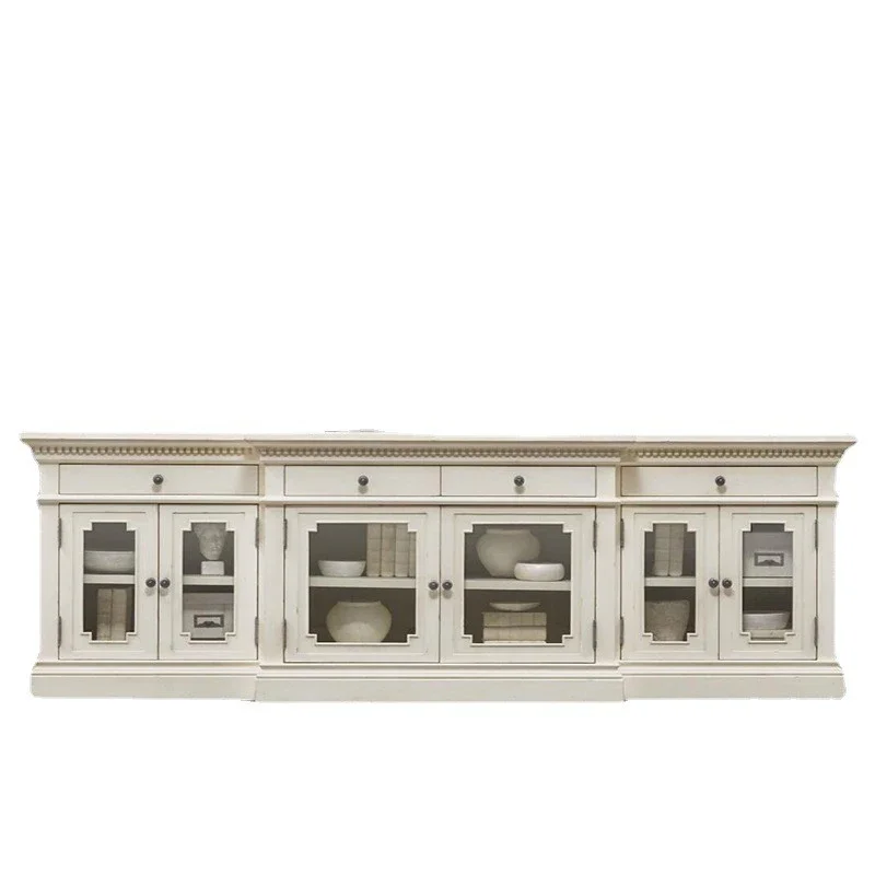 

American TV Cabinet European TV Cabinet Integrated Combination Wall Retro Household Coffee Table TV Living Room