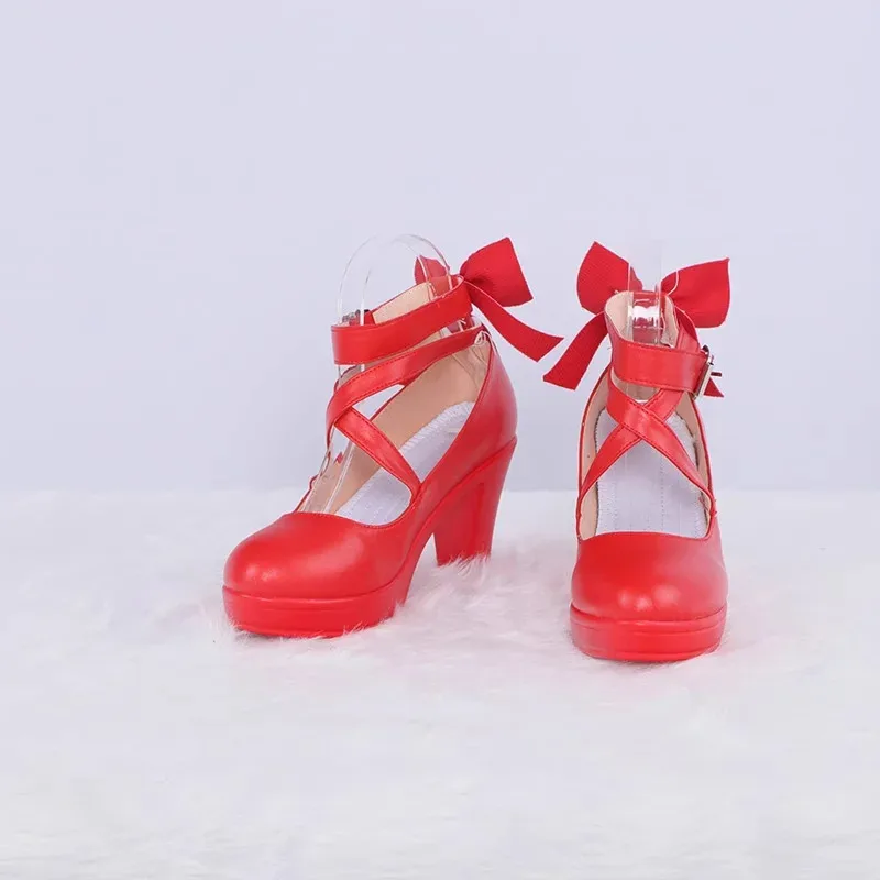 

Game Magic Madoka, костюм Лолиты на заказ, реквизит, сандалии с бантом, туфли принцессы из искусственной кожи на высоком каблуке для женщин и девочек jd;2