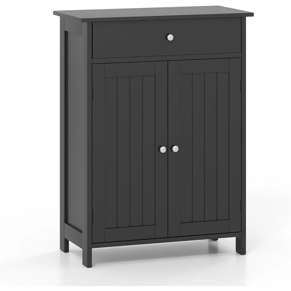 

Bathroom Storage Cabinet, Independent Floor Organizer with 2 Doors, 1 Drawer, and 1 Adjustable Shelf