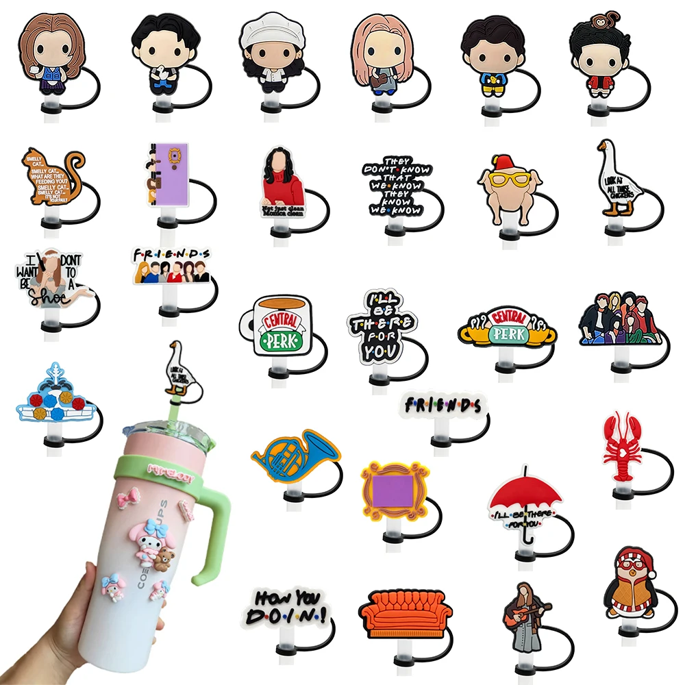 

28pcs Old Friends Silicone Straw Topper,Straw Caps for Stanley Glass Cup,with 30&40Oz Tumbler with Handle Dust-Proof Reusable