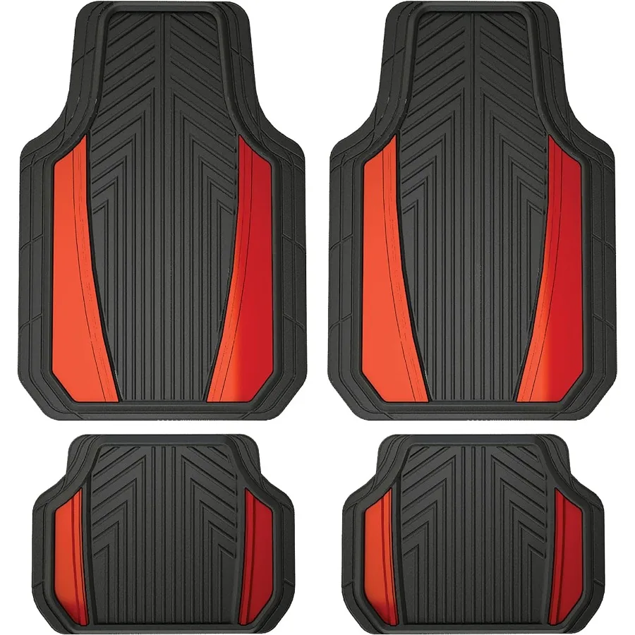 

4Piece Anodized Sport Floor Mats AllWeather Mats for Cars Trucks SUVs Black Red