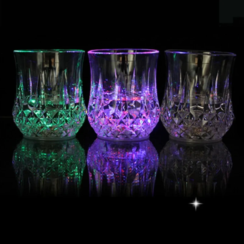 LED Flashing Drinking Glasses  Automatic LightUp Wine Beer and Whisky Cups Fun Glow Drinkware for Bars Parties Home Entertaining