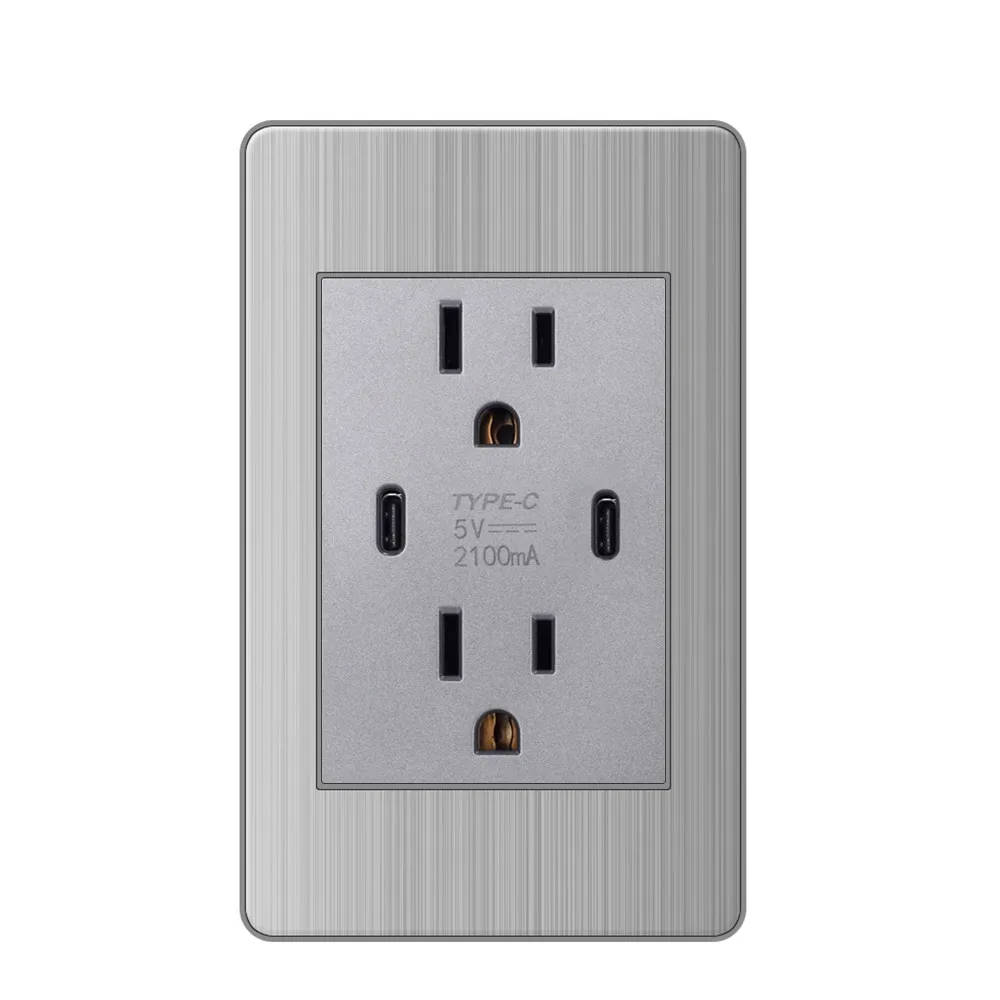 VISWE Stainless Steel panel Mexico Standard Type C America Outlet Plug 118*72mm Light Switch Fast Charge Wall Socket - Image 4