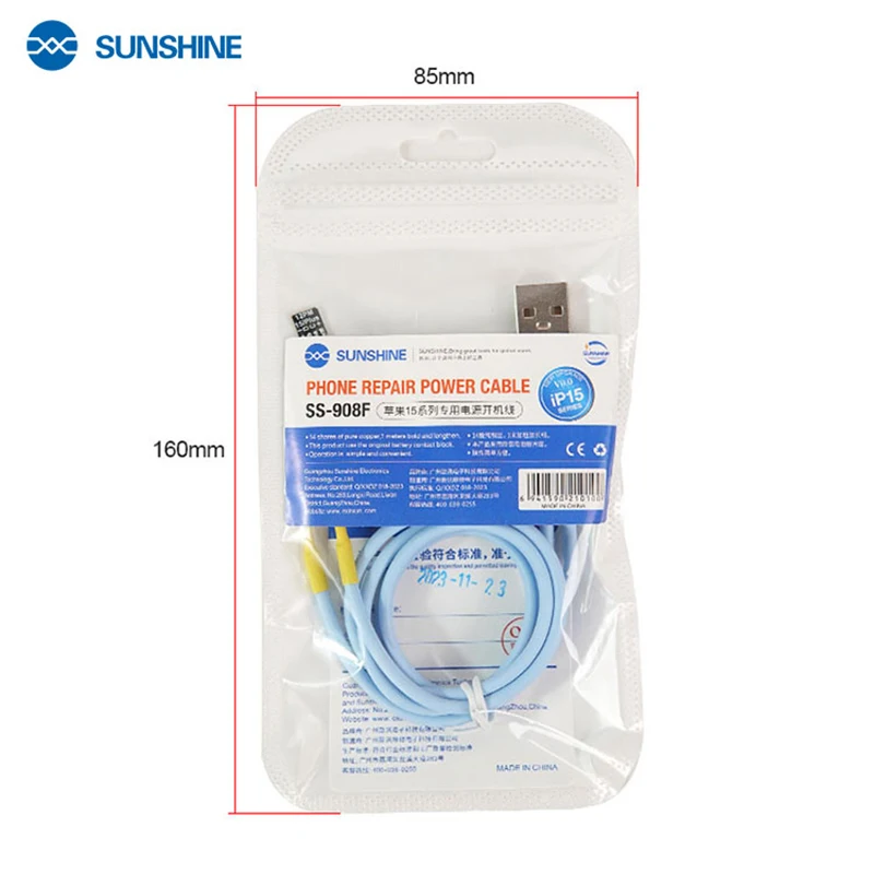 

Sunshine SS-908F DC Power Supply Cable For iPhone 15/15 Plus/15 Pro MAX Repair Test Boot Line Battery-Free Startup