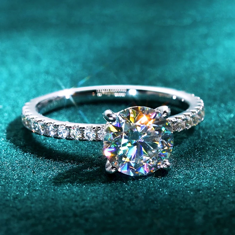 

Rrjzz стерлингового серебра 925 пробы, классическое женское обручальное кольцо Eternity, искрящееся 8 мм, 2,0 карата, круглое кольцо с муассанитом и сертификатом GRA