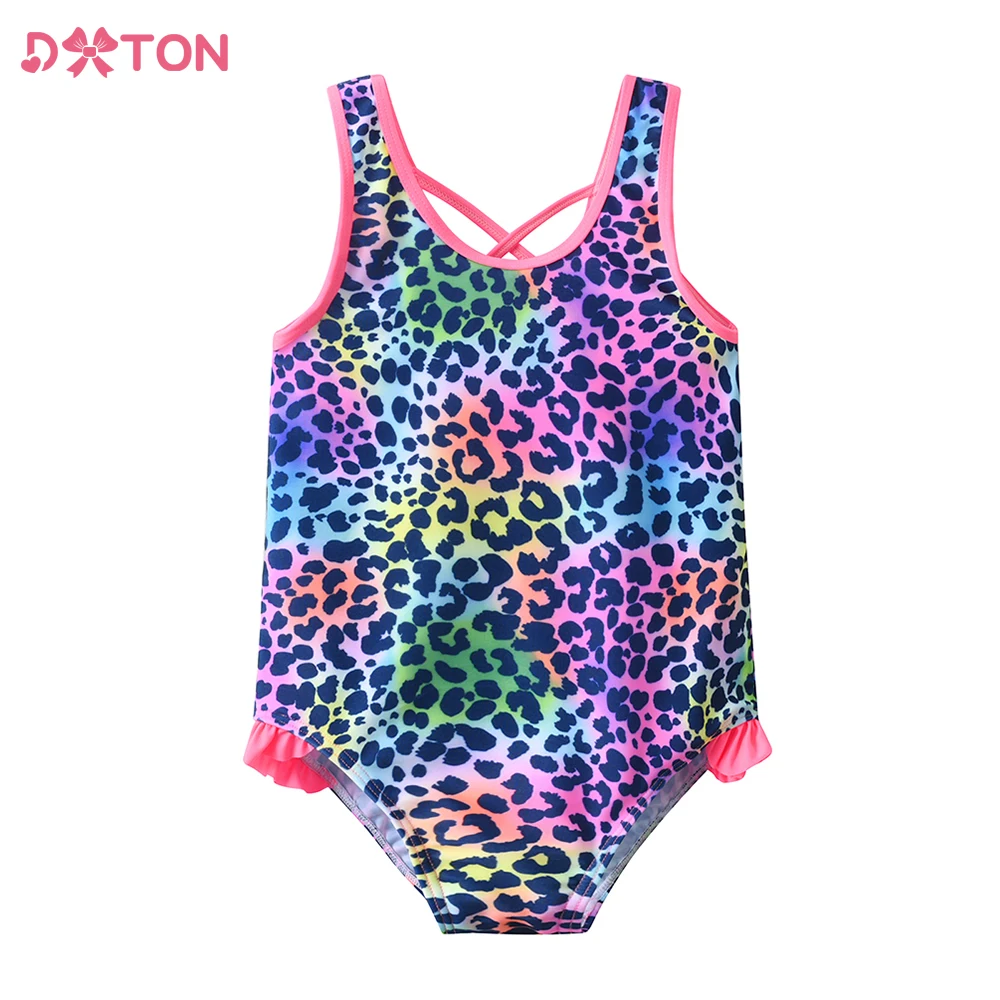 

DXTON Toddlers Girls Swimwear One Piece Girls Leopard Print Swimsuit Children Swimwear Kid Girls Swimming Outfits Beachwear