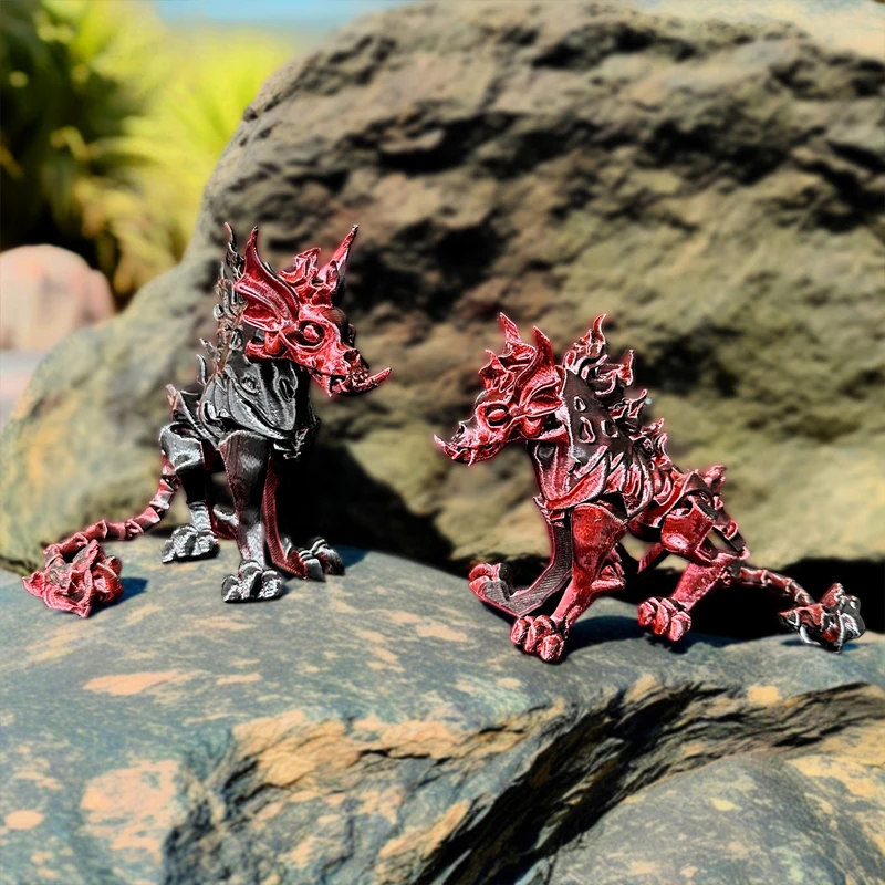 

14.5cm 3D Printed Cerberus Realistic Model Jointed Full Movable Can Stand Birthday Gift Realistic Animals Decorative Desktop Toy