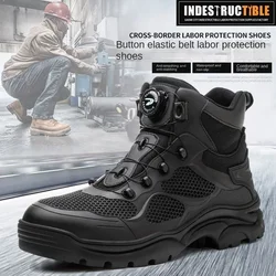 Rotary Buckle New Safety Boots Men Work Shoes Are Indestructible Steel Toe Protection Anti Impact Anti Puncture Safety Shoes Men