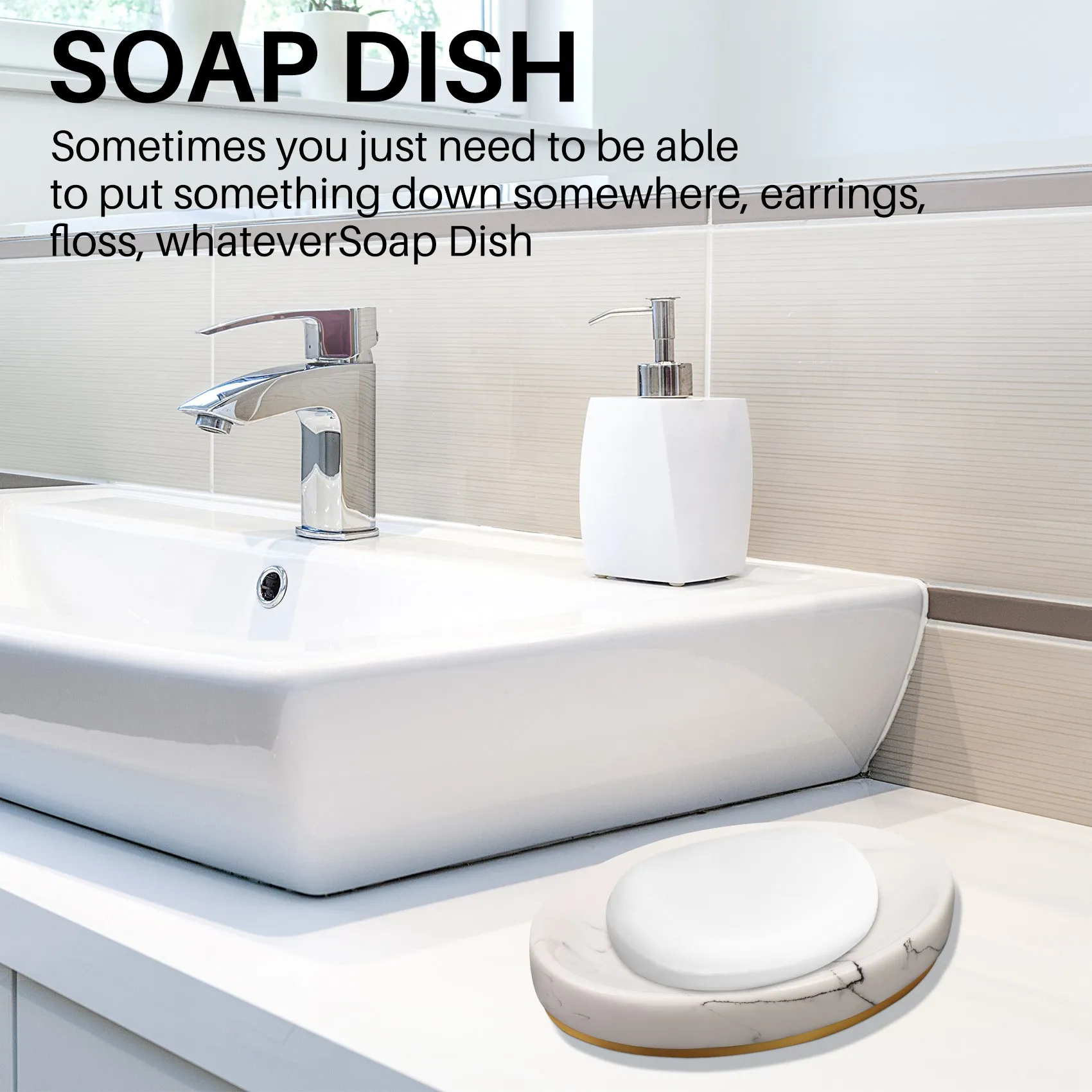 

AA94-Bathroom Accessories Set, 5 Pieces Bath Ensemble, Bath Set Collection Marble Pattern Soap Dispenser Pump, Toothbrush Holder