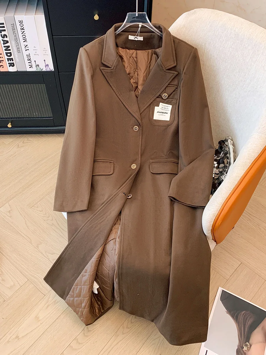 

150Kg Plus Size Women's Bust 158 Winter Thick Loose College Style Trench Coat LongSuit Collar Windbreaker 5XL 6XL 7XL 8XL 9XL
