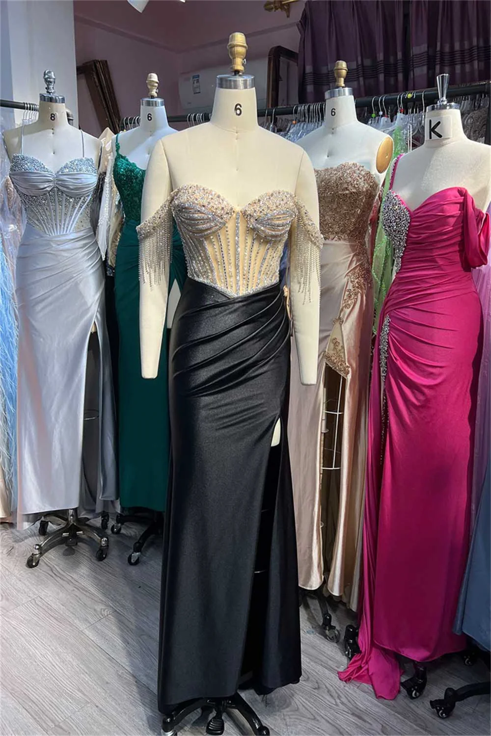 Bella Luxury Glitter Prom Dresses Off the Shoulder Mermaid Wedding Dress Elegant Sleeveless Floor-Length Vestidos De Fiesta 2024